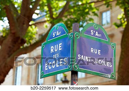 Street Signs. Rue des Ecoles. Latin Quartier. Paris. France. Europe. View Large Photo Image Stock Photo - Street Signs. Rue des Ecoles. Latin Quartier. Paris. France. Europe.. Fotosearch