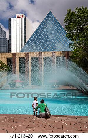 The decorative fountain and pool at the City Hall of Edmonton, Alberta, Canada. View Large Photo Image Stock Image - The decorative fountain and pool at the City Hall of Edmonton, Alberta, Canada.. Fotosearch
