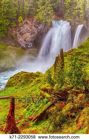 The Sahalie Falls in the Willamette National Forest, Oregon, USA. View Large Photo Image Stock Photo - The Sahalie Falls in the Willamette National Forest, Oregon, USA.. Fotosearch