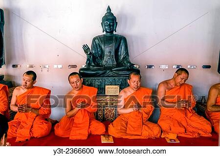 Asia. Thailand, Bangkok. Wat Benchamabophit, Marble Temple, Monks paying. View Large Photo Image Stock Image - Asia. Thailand, Bangkok. Wat Benchamabophit, Marble Temple, Monks paying.. Fotosearch