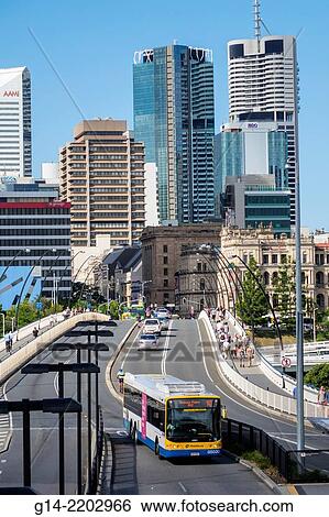 Australia, Queensland, Brisbane, Cityscape with Vitoria Bridge and bus station View Large Photo Image Stock Photograph - Australia, Queensland, Brisbane, Cityscape with Vitoria Bridge and bus station. Fotosearch