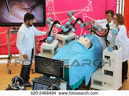 Development of a surgical robot with 3D vision and tactile sensations. View Large Photo Image Picture - Development of a surgical robot with 3D vision and tactile sensations.. Fotosearch
