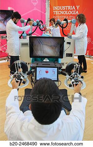 Stock Image - Development of a surgical robot with 3D vision and tactile sensations.. Fotosearch