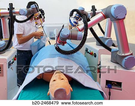 Development of a surgical robot with 3D vision and tactile sensations. View Large Photo Image Stock Photo - Development of a surgical robot with 3D vision and tactile sensations.. Fotosearch