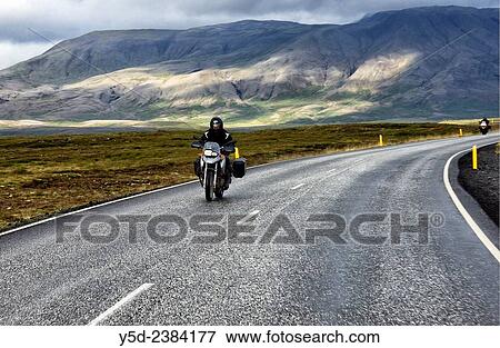 Europe, Iceland, Southwestern Iceland, motorcyclists riding Road number 360 from Nesjavellir to Thingvellir View Large Photo Image Stock Photo - Europe, Iceland, Southwestern Iceland, motorcyclists riding Road number 360 from Nesjavellir to Thingvellir. Fotosearch