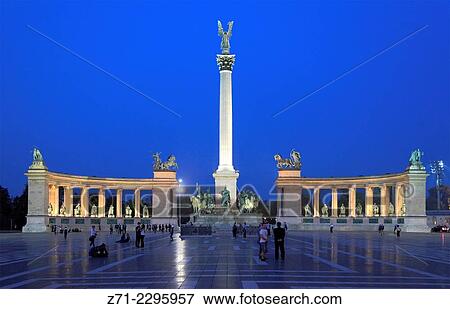 Stock Photo - Hungary, Budapest, Heroes Square, Millenary Monument,.. Fotosearch