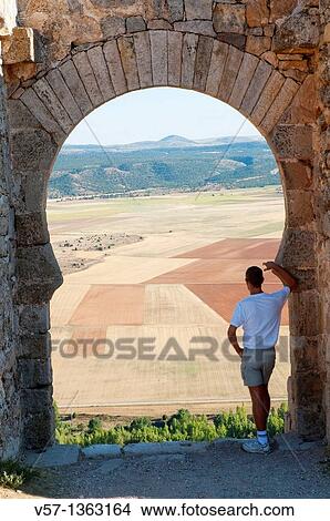 Man at viewpoint, Gormaz castle. Gormaz, Soria province, Castilla Le? n, Spain. View Large Photo Image Picture - Man at viewpoint, Gormaz castle. Gormaz, Soria province, Castilla Le? n, Spain.. Fotosearch