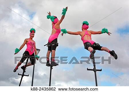 Stock Image - Acrobatic performance by ´Strange Fruit´, an Australian performaing arts group. Melbourne, Victoria, Australia.. Fotosearch