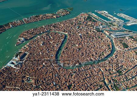 Stock Photo - Aerial view of Venice city, Italy, Europe.. Fotosearch