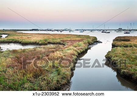 Aldeburgh Marshes and Slaughden Quay at Dusk Suffolk England. View Large Photo Image Stock Image - Aldeburgh Marshes and Slaughden Quay at Dusk Suffolk England.. Fotosearch