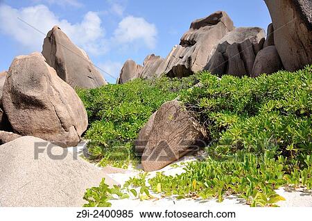 Anse Marron on Island La Digue, Seychelles. View Large Photo Image Stock Photography - Anse Marron on Island La Digue, Seychelles.. Fotosearch