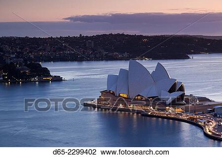 Australia, New South Wales, NSW, Sydney, Sydney Opera House, elevated view, dusk. View Large Photo Image Stock Image - Australia, New South Wales, NSW, Sydney, Sydney Opera House, elevated view, dusk.. Fotosearch