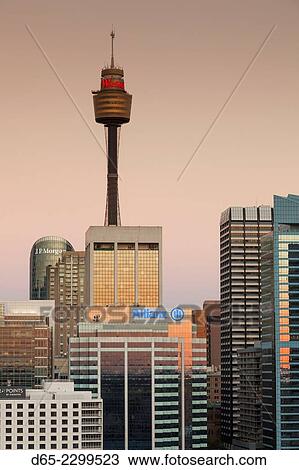 Australia, New South Wales, NSW, Sydney, CBD, Sydney Tower, dusk. View Large Photo Image Stock Image - Australia, New South Wales, NSW, Sydney, CBD, Sydney Tower, dusk.. Fotosearch