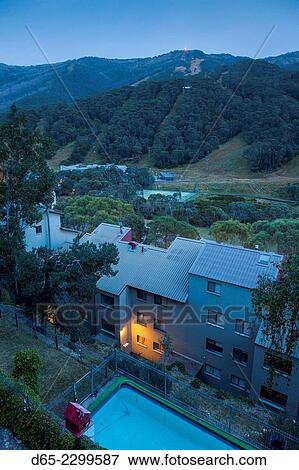 Australia, New South Wales, NSW, Kosciuszko National Park, Thredbo, ski village buildings, summer. View Large Photo Image Stock Photo - Australia, New South Wales, NSW, Kosciuszko National Park, Thredbo, ski village buildings, summer.. Fotosearch