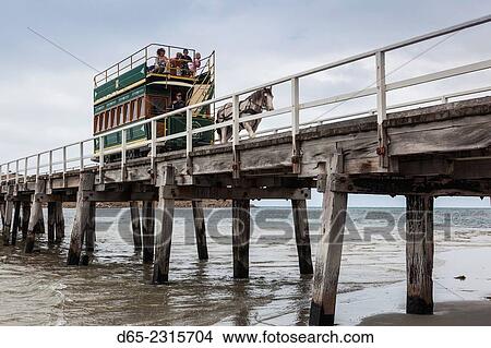 Australia, South Australia, Fleurieu Peninsula, Victor Harbor, horse-drawn tram to Granite Island. View Large Photo Image Picture - Australia, South Australia, Fleurieu Peninsula, Victor Harbor, horse-drawn tram to Granite Island.. Fotosearch