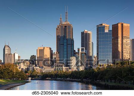 Australia, Victoria, VIC, Melbourne, skyline along Yarra River, morning. View Large Photo Image Stock Image - Australia, Victoria, VIC, Melbourne, skyline along Yarra River, morning.. Fotosearch