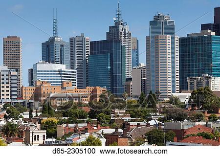 Australia, Victoria, VIC, Melbourne, Fitzroy, elevated view of Melbourne skyline. View Large Photo Image Stock Image - Australia, Victoria, VIC, Melbourne, Fitzroy, elevated view of Melbourne skyline.. Fotosearch