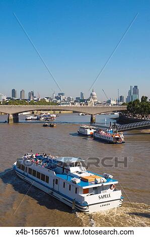 Boat on River Thames central London England UK Europe View Large Photo Image Stock Image - Boat on River Thames central London England UK Europe. Fotosearch