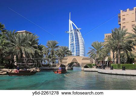 Stock Photo - Burj al Arab as Seen from Madinat Jumeirah, Dubai, United Arab Emirates.. Fotosearch