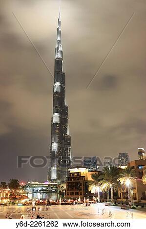 Burj Khalifa at Night, Dubai, United Arab Emirates. View Large Photo Image Stock Image - Burj Khalifa at Night, Dubai, United Arab Emirates.. Fotosearch
