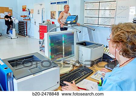 Stock Photo - Cardiac rehabilitation, Hospital Donostia, San Sebastian, Gipuzkoa, Basque Country, Spain. Fotosearch