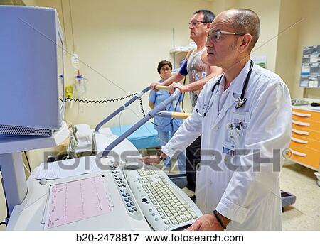 Stock Photo - Cardiac stress test, Hospital Donostia, San Sebastian, Gipuzkoa, Basque Country, Spain. Fotosearch