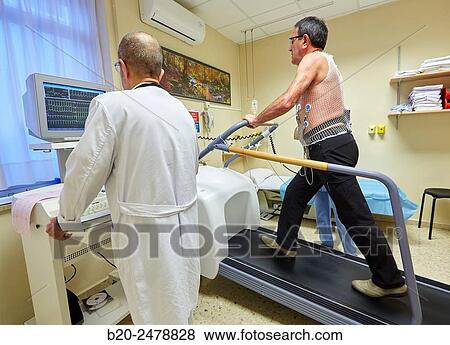 Stock Photo - Cardiac stress test, Hospital Donostia, San Sebastian, Gipuzkoa, Basque Country, Spain. Fotosearch