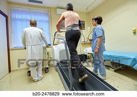 Stock Photo - Cardiac stress test, Hospital Donostia, San Sebastian, Gipuzkoa, Basque Country, Spain. Fotosearch