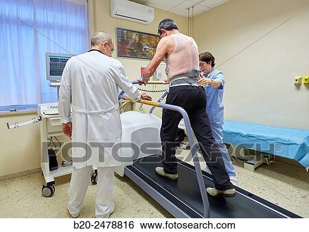 Stock Photograph - Cardiac stress test, Hospital Donostia, San Sebastian, Gipuzkoa, Basque Country, Spain. Fotosearch