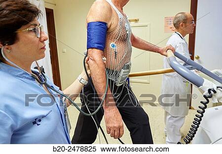 Stock Photography - Cardiac stress test, Hospital Donostia, San Sebastian, Gipuzkoa, Basque Country, Spain. Fotosearch