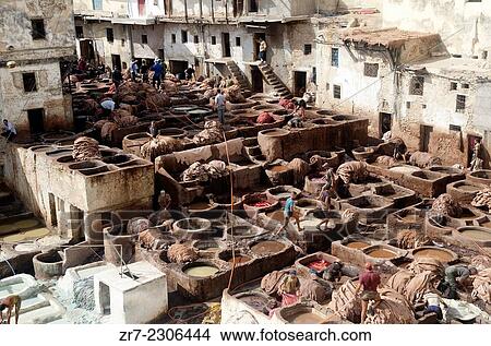 Chouwara tanneries, Fes medina, Morocco. View Large Photo Image Picture - Chouwara tanneries, Fes medina, Morocco.. Fotosearch