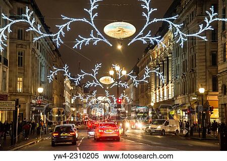 Stock Photography - Christmas lights in Regent Street, London, England, UK.. Fotosearch