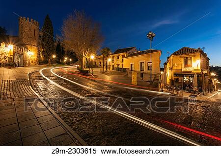 Stock Photography - Dusk in Toledo old town, Castilla-La Mancha, Spain.. Fotosearch