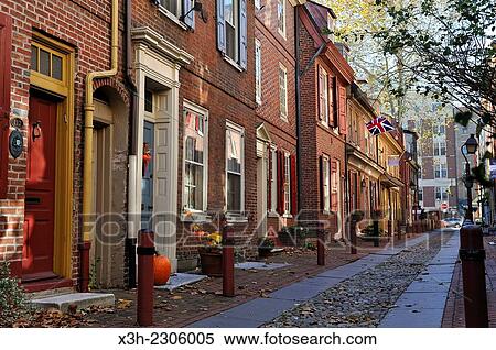 Elfreth´s Alley, a street referred to as ´´Our nation´s oldest residential street, ´´ dating to 1702, in the Old City Cultural District, Philadelphia, Commonwealth of Pennsylvania, Northeastern United States,. View Large Photo Image Stock Photography - Elfreth´s Alley, a street referred to as ´´Our nation´s oldest residential street, ´´ dating to 1702, in the Old City Cultural District, Philadelphia, Commonwealth of Pennsylvania, Northeastern United States,.. Fotosearch