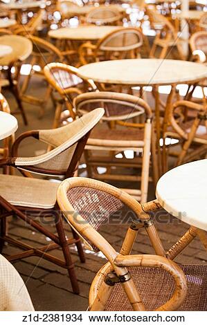 Picture - Empty seats and tables. Santa Cruz de Tenerife. Tenerife.. Fotosearch