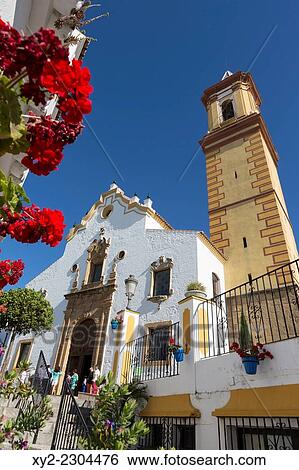 Stock Photograph - Estepona, Costa del Sol, Malaga Province, Andalusia, southern Spain. Church. Iglesia de Nuestra Señora de los Remedios.. Fotosearch