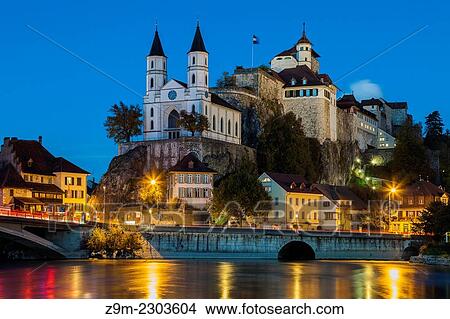 Evening at Aarburg Castle, canton of Aargau, Switzerland. View Large Photo Image Picture - Evening at Aarburg Castle, canton of Aargau, Switzerland.. Fotosearch