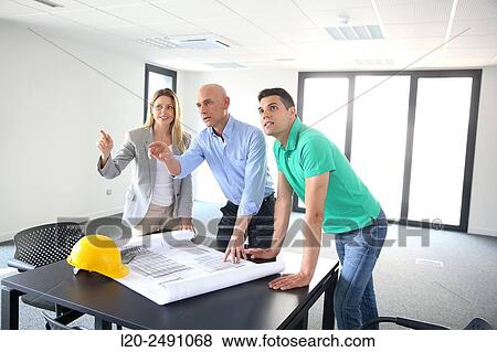Executives. Site plan. Meeting room. Office building. View Large Photo Image Stock Photo - Executives. Site plan. Meeting room. Office building.. Fotosearch