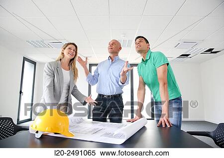 Stock Photography - Executives. Site plan. Meeting room. Office building.. Fotosearch
