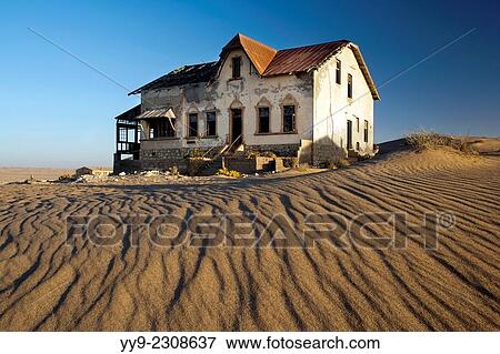 Stock Photo - Exterior of House in Kolmanskop Ghost Town - Luderitz, Namibia, Africa.. Fotosearch
