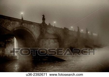 Foggy Charles Bridge View Large Photo Image Stock Image - Foggy Charles Bridge. Fotosearch