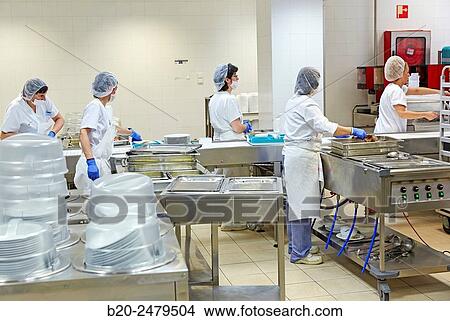 Food serving line, Hospital meal preparation, Kitchen, Hospital Donostia, San Sebastian, Gipuzkoa, Basque Country, Spain View Large Photo Image Picture - Food serving line, Hospital meal preparation, Kitchen, Hospital Donostia, San Sebastian, Gipuzkoa, Basque Country, Spain. Fotosearch