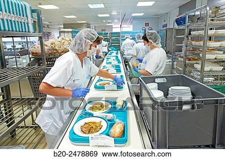 Food serving line, Hospital meal preparation, Kitchen, Hospital Donostia, San Sebastian, Gipuzkoa, Basque Country, Spain View Large Photo Image Stock Photo - Food serving line, Hospital meal preparation, Kitchen, Hospital Donostia, San Sebastian, Gipuzkoa, Basque Country, Spain. Fotosearch