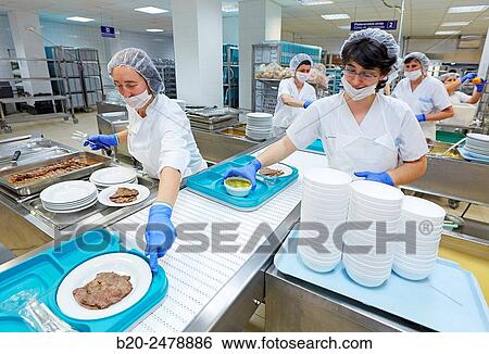 Food serving line, Hospital meal preparation, Kitchen, Hospital Donostia, San Sebastian, Gipuzkoa, Basque Country, Spain View Large Photo Image Stock Photograph - Food serving line, Hospital meal preparation, Kitchen, Hospital Donostia, San Sebastian, Gipuzkoa, Basque Country, Spain. Fotosearch