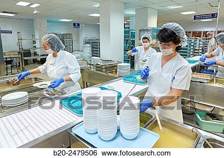 Food serving line, Hospital meal preparation, Kitchen, Hospital Donostia, San Sebastian, Gipuzkoa, Basque Country, Spain View Large Photo Image Stock Photograph - Food serving line, Hospital meal preparation, Kitchen, Hospital Donostia, San Sebastian, Gipuzkoa, Basque Country, Spain. Fotosearch