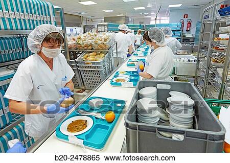 Food serving line, Hospital meal preparation, Kitchen, Hospital Donostia, San Sebastian, Gipuzkoa, Basque Country, Spain View Large Photo Image Stock Photography - Food serving line, Hospital meal preparation, Kitchen, Hospital Donostia, San Sebastian, Gipuzkoa, Basque Country, Spain. Fotosearch