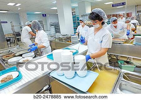 Food serving line, Hospital meal preparation, Kitchen, Hospital Donostia, San Sebastian, Gipuzkoa, Basque Country, Spain View Large Photo Image Stock Photography - Food serving line, Hospital meal preparation, Kitchen, Hospital Donostia, San Sebastian, Gipuzkoa, Basque Country, Spain. Fotosearch
