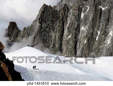 Stock Image - French Alps close to Chamonix, view from Aguille du Midi next to Mt Blanc, France. Fotosearch