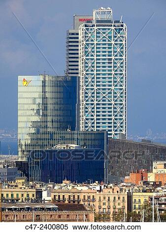 Gas Natural Building, Hotel Arts and Torre Mapfre. Barcelona, Catalonia, Spain View Large Photo Image Stock Photography - Gas Natural Building, Hotel Arts and Torre Mapfre. Barcelona, Catalonia, Spain. Fotosearch