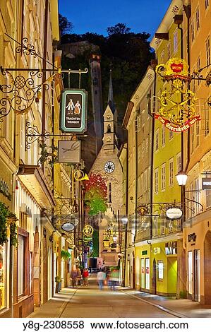 Getreidegasse Street, Salzburg, Austria. View Large Photo Image Stock Photo - Getreidegasse Street, Salzburg, Austria.. Fotosearch